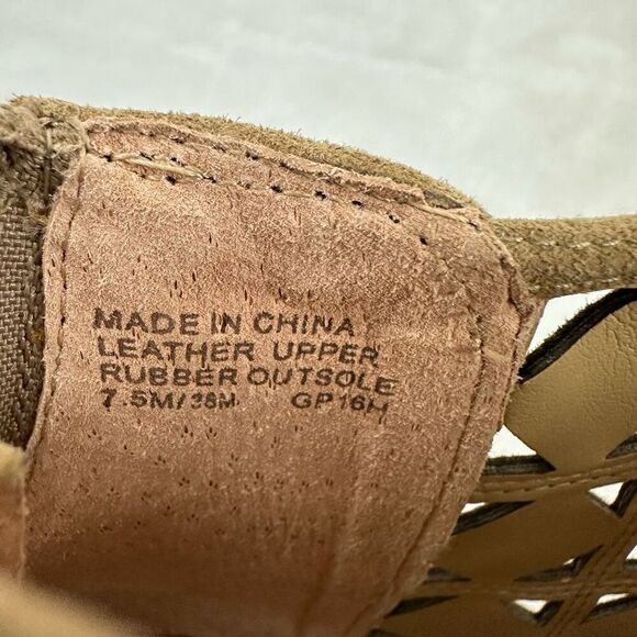 Michael Kors Sz 7.5 Ivy Open Toe Suede Leather Heel Bootie‎ Tan Diamond Lasercut - Picture 8 of 10